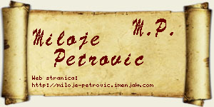 Miloje Petrović vizit kartica